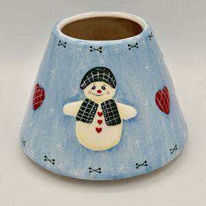 Snowman Heart Candle Shade Topper Christmas fits Lg or Med Jar Candle